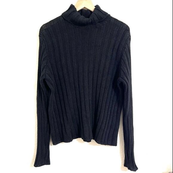 Vintage 90’s Polo Ralph Lauren Linen Ribbed Turtle Neck Sweater Black Size M - Picture 11 of 11